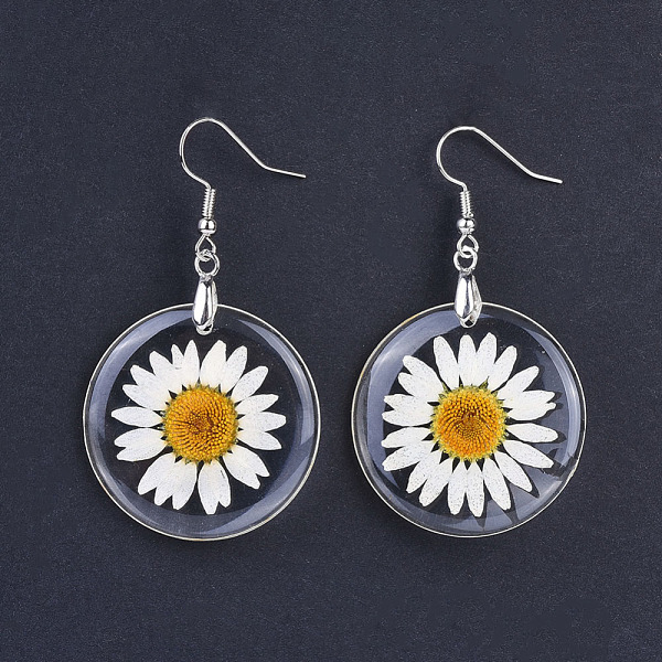 PandaHall Alloy Resin Dried Flower Dangle Earrings, with Platinum Plated Brass Earring Hooks, Clear, 57mm, Pin: 0.7mm Resin Clear
PandaHall Alloy Resin Dried Flower Dangle Earrings, with Platinum Plated Brass Earring Hooks, Clear, 57mm, Pin: 0.7mm Resin Clear