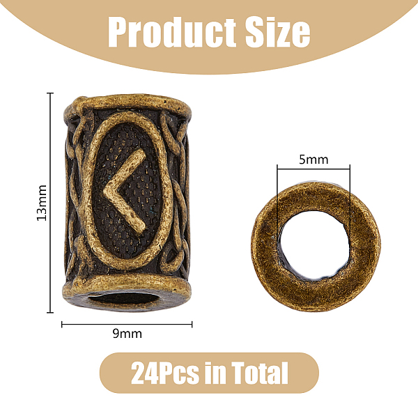 PandaHall HOBBIESAY 1 Set Alloy European Beads, Large Hole Beads, Column with Rune/Futhark/Futhorc, Antique Bronze, 13x9mm, Hole: 5mm...
PandaHall HOBBIESAY 1 Set Alloy European Beads, Large Hole Beads, Column with Rune/Futhark/Futhorc, Antique Bronze, 13x9mm, Hole: 5mm...
