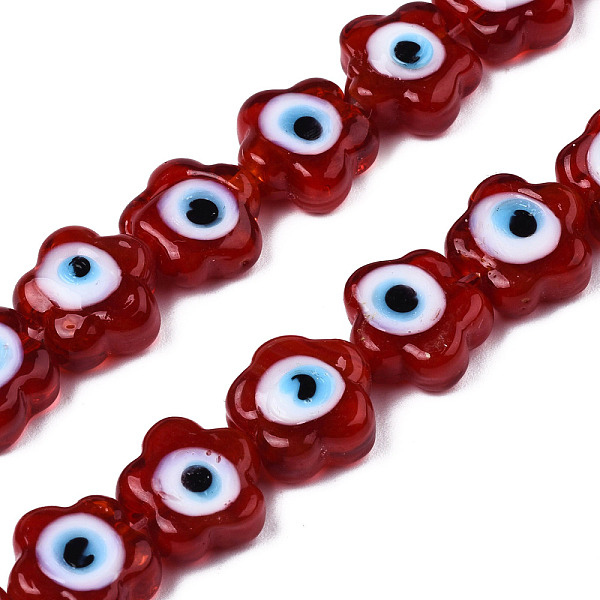 PandaHall Handmade Evil Eye Lampwork Beads Strands, Flower, Red, 11x12x6mm, Hole: 1.6mm, about 33pcs/strand, 14.57 inch(37cm) Lampwork...
PandaHall Handmade Evil Eye Lampwork Beads Strands, Flower, Red, 11x12x6mm, Hole: 1.6mm, about 33pcs/strand, 14.57 inch(37cm) Lampwork...