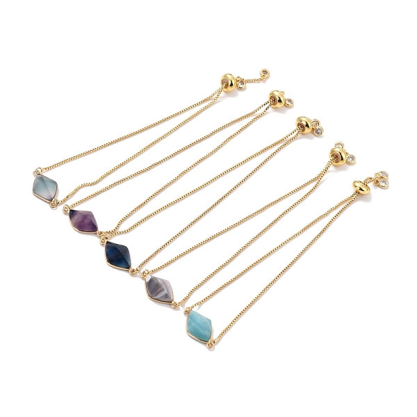 PandaHall Adjustable Real 18K Gold Plated Brass Box Chain Slider Bracelets, with Natural Mixed Stone Link, Faceted, Rhombus , Inner Diameter...
PandaHall Adjustable Real 18K Gold Plated Brass Box Chain Slider Bracelets, with Natural Mixed Stone Link, Faceted, Rhombus , Inner Diameter...