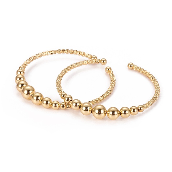 PandaHall Long-Lasting Plated Brass Cuff Bangles, with Graduated Round Beads and Corrugated Beads, Golden, 2-1/8 inch(5.45cm) Brass
PandaHall Long-Lasting Plated Brass Cuff Bangles, with Graduated Round Beads and Corrugated Beads, Golden, 2-1/8 inch(5.45cm) Brass