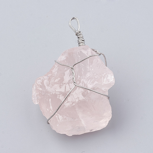 PandaHall Natural Rose Quartz Pendants, with Brass Findings, Nuggets, Platinum, 45~50x25~40x14~25mm, Hole: 3~5mm Rose Quartz Nuggets
PandaHall Natural Rose Quartz Pendants, with Brass Findings, Nuggets, Platinum, 45~50x25~40x14~25mm, Hole: 3~5mm Rose Quartz Nuggets