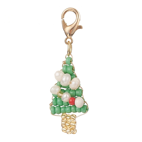 PandaHall Glass Seed Beaded Pendant Decorations, with Natural Cultured Freshwater Pearl Beads and Alloy Lobster Claw Clasps, Christmas Tree...
PandaHall Glass Seed Beaded Pendant Decorations, with Natural Cultured Freshwater Pearl Beads and Alloy Lobster Claw Clasps, Christmas Tree...