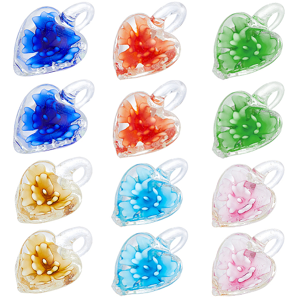 PandaHall SUNNYCLUE 12Pcs 6 Colors Glass Pendants, Heart with Flower Charms, Mixed Color, 27x21x11mm, Hole: 5.5x5.9mm, 2pcs/color Glass..., Multicolor
PandaHall SUNNYCLUE 12Pcs 6 Colors Glass Pendants, Heart with Flower Charms, Mixed Color, 27x21x11mm, Hole: 5.5x5.9mm, 2pcs/color Glass..., Multicolor