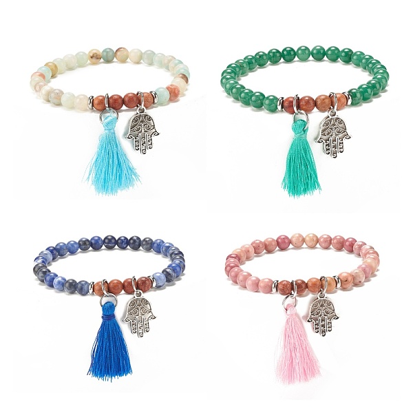 PandaHall Natural Gemstone & Wood Stretch Bracelet, Hamsa Hand Alloy & Polyester Tassel Charm Bracelet for Women, Inner Diameter: 2-3/8 inch..., Multicolor
PandaHall Natural Gemstone & Wood Stretch Bracelet, Hamsa Hand Alloy & Polyester Tassel Charm Bracelet for Women, Inner Diameter: 2-3/8 inch..., Multicolor