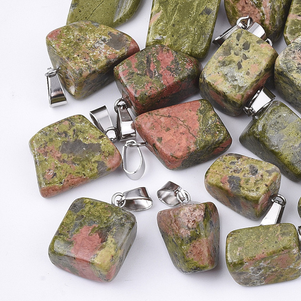 PandaHall Natural Unakite Pendants, with Stainless Steel Snap On Bails, Nuggets, 15~35x10~20x5~15mm, Hole: 3x7.5mm Unakite Nuggets
PandaHall Natural Unakite Pendants, with Stainless Steel Snap On Bails, Nuggets, 15~35x10~20x5~15mm, Hole: 3x7.5mm Unakite Nuggets