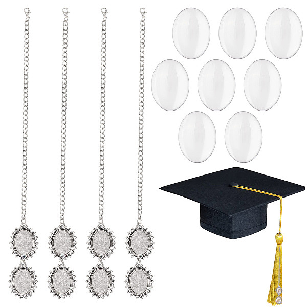 PandaHall SUNNYCLUE Alloy Graduation Cap Brim Chains Tassel Photo Charms, with Glass Cabochons, Oval, Antique Silver, 297x5mm, Tray: 25x18mm..., Clear
PandaHall SUNNYCLUE Alloy Graduation Cap Brim Chains Tassel Photo Charms, with Glass Cabochons, Oval, Antique Silver, 297x5mm, Tray: 25x18mm..., Clear