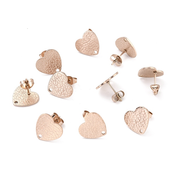 PandaHall Ion Plating(IP) 304 Stainless Steel Stud Earring Findings, with Ear Nuts, Textured Heart, Rose Gold, 12x13mm, Hole: 1.5mm, Pin...
PandaHall Ion Plating(IP) 304 Stainless Steel Stud Earring Findings, with Ear Nuts, Textured Heart, Rose Gold, 12x13mm, Hole: 1.5mm, Pin...
