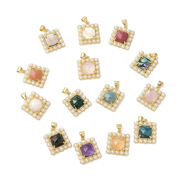 PandaHall Natural Mixed Gemstone Pendant, with Real 14K Gold Plated Brass Finding and Plastic Pearl Beaded, Square Charms, 20x17x6mm, Hole...
PandaHall Natural Mixed Gemstone Pendant, with Real 14K Gold Plated Brass Finding and Plastic Pearl Beaded, Square Charms, 20x17x6mm, Hole...