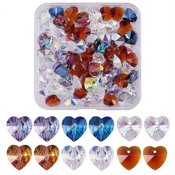 PandaHall 80Pcs Romantic Valentines Ideas Glass Charms and Bead Sets, Faceted, Heart, Mixed Color, 10x10x5mm, 10x10x7mm,hole: 1~1.2mm Glass..., Multicolor
PandaHall 80Pcs Romantic Valentines Ideas Glass Charms and Bead Sets, Faceted, Heart, Mixed Color, 10x10x5mm, 10x10x7mm,hole: 1~1.2mm Glass..., Multicolor
