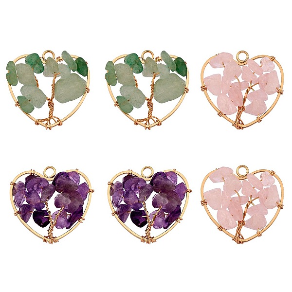 PandaHall 6Pcs 3 Styles Natural Gemstone Pendants, Natural Rose Quartz & Green Aventurine & Amethyst, with Brass Findings and Copper Wire...
PandaHall 6Pcs 3 Styles Natural Gemstone Pendants, Natural Rose Quartz & Green Aventurine & Amethyst, with Brass Findings and Copper Wire...
