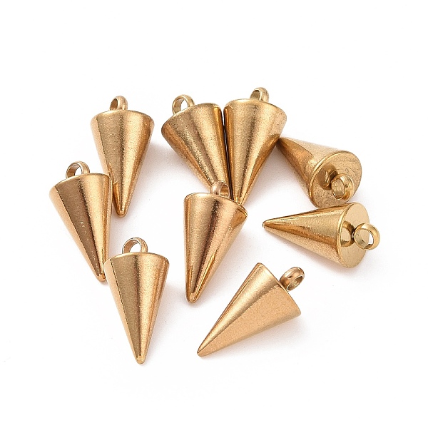 PandaHall Ion Plating(IP) 304 Stainless Steel Pendants, Spike/Cone, Golden, 8.5x6mm, Hole: 2mm 304 Stainless Steel Cone
PandaHall Ion Plating(IP) 304 Stainless Steel Pendants, Spike/Cone, Golden, 8.5x6mm, Hole: 2mm 304 Stainless Steel Cone