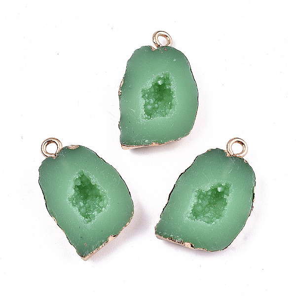 PandaHall Druzy Geode Resin Pendants, with Edge Light Gold Plated Iron Loops, Nuggets, Medium Sea Green, 23x15x5mm, Hole: 1.8mm Iron+Resin...
PandaHall Druzy Geode Resin Pendants, with Edge Light Gold Plated Iron Loops, Nuggets, Medium Sea Green, 23x15x5mm, Hole: 1.8mm Iron+Resin...