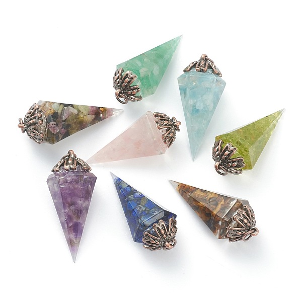 PandaHall Resin Pointed Pendants, with Natural Mixed Gemstone Inside and Red Copper Brass Findings, Faceted, Cone/Spike/Pendulum...
PandaHall Resin Pointed Pendants, with Natural Mixed Gemstone Inside and Red Copper Brass Findings, Faceted, Cone/Spike/Pendulum...