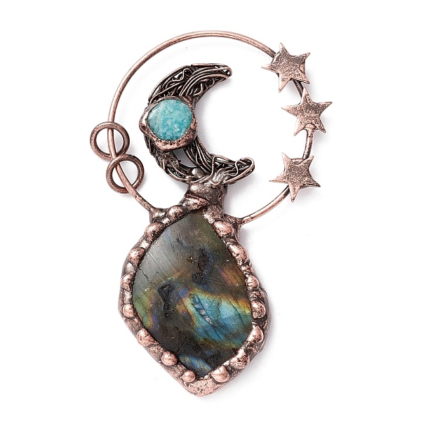 PandaHall Natural Labradorite and Jiu Ge Big Pendants, with Tin Findings, Lead & Nickel & Cadmium Free, Moon & Star & Nuggets, Red Copper...
PandaHall Natural Labradorite and Jiu Ge Big Pendants, with Tin Findings, Lead & Nickel & Cadmium Free, Moon & Star & Nuggets, Red Copper...