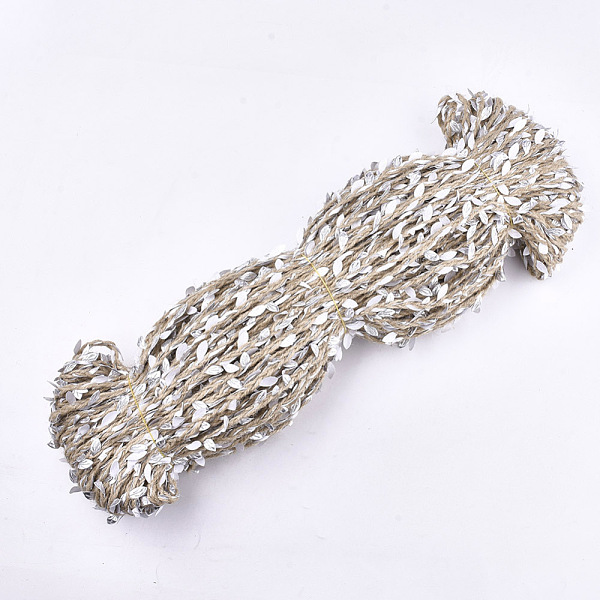 PandaHall Polyester Leaf Trim Ribbon, with Hemp Twine, for Wedding Party Home Decoration, Silver, 5~6x2~2.5mm, about 100m/bundle Polyester...
PandaHall Polyester Leaf Trim Ribbon, with Hemp Twine, for Wedding Party Home Decoration, Silver, 5~6x2~2.5mm, about 100m/bundle Polyester...