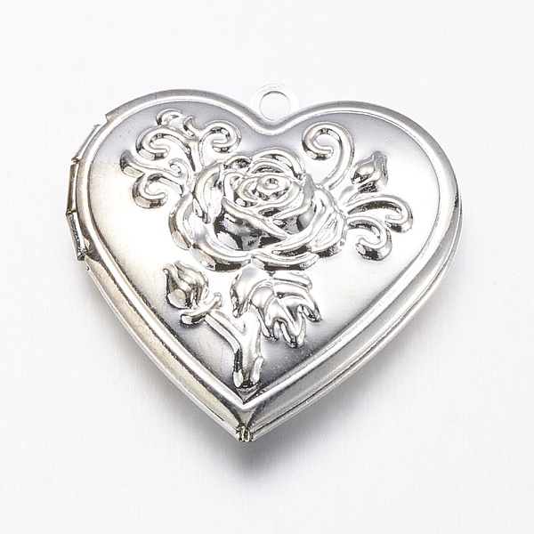 PandaHall Brass Locket Pendants, Heart with Rose, Silver Color Plated, 29x29x7.5mm, Hole: 2mm Brass Heart
PandaHall Brass Locket Pendants, Heart with Rose, Silver Color Plated, 29x29x7.5mm, Hole: 2mm Brass Heart