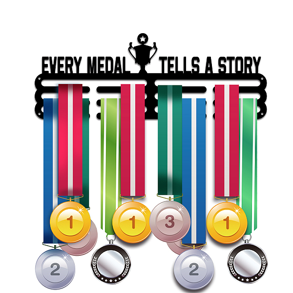 PandaHall Fashion Iron Medal Hanger Holder Display Wall Rack, with Screws, Sports Theme, Word Every Medal Tells A Story, Trophy Pattern...
PandaHall Fashion Iron Medal Hanger Holder Display Wall Rack, with Screws, Sports Theme, Word Every Medal Tells A Story, Trophy Pattern...