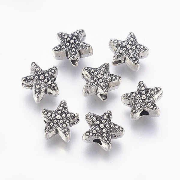 PandaHall Tibetan Style Alloy Beads, Cadmium Free & Lead Free, Starfish/Sea Stars, Antique Silver, 10x11x5mm, Hole: 2mm Alloy Starfish
PandaHall Tibetan Style Alloy Beads, Cadmium Free & Lead Free, Starfish/Sea Stars, Antique Silver, 10x11x5mm, Hole: 2mm Alloy Starfish