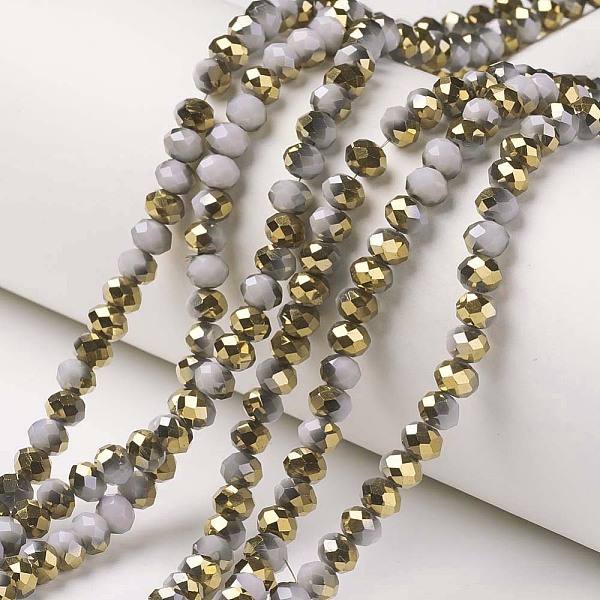 PandaHall Electroplate Opaque Glass Beads Strands, Half Golden Plated, Faceted, Rondelle, Gray, 4x3mm, Hole: 0.4mm, about 123~127pcs/strand...
PandaHall Electroplate Opaque Glass Beads Strands, Half Golden Plated, Faceted, Rondelle, Gray, 4x3mm, Hole: 0.4mm, about 123~127pcs/strand...