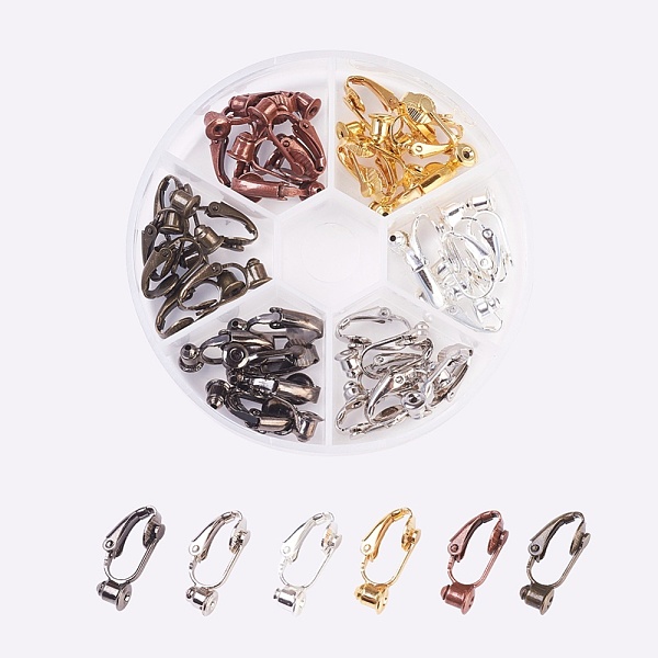 PandaHall Brass Clip-on Earring Converter, Earring Findings, Mixed Color, 19x6x9mm, Hole: 1mm, 6pcs/color, 36pcs/set Brass
PandaHall Brass Clip-on Earring Converter, Earring Findings, Mixed Color, 19x6x9mm, Hole: 1mm, 6pcs/color, 36pcs/set Brass