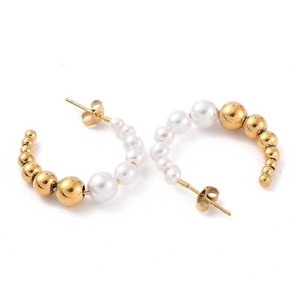 PandaHall Ion Plating(IP) 304 Stainless Steel Round Stud Earrings, Plastic Beaded Half Hoop Earrings for Women, Golden, 29~29.5x7mm 304..., White
PandaHall Ion Plating(IP) 304 Stainless Steel Round Stud Earrings, Plastic Beaded Half Hoop Earrings for Women, Golden, 29~29.5x7mm 304..., White