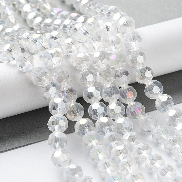 PandaHall Electroplate Glass Beads Strands, AB Color Plated, Faceted(32 Facets), Round, Clear AB, 8x7mm, Hole: 1mm, about 65~67pcs/strand..., White
PandaHall Electroplate Glass Beads Strands, AB Color Plated, Faceted(32 Facets), Round, Clear AB, 8x7mm, Hole: 1mm, about 65~67pcs/strand..., White