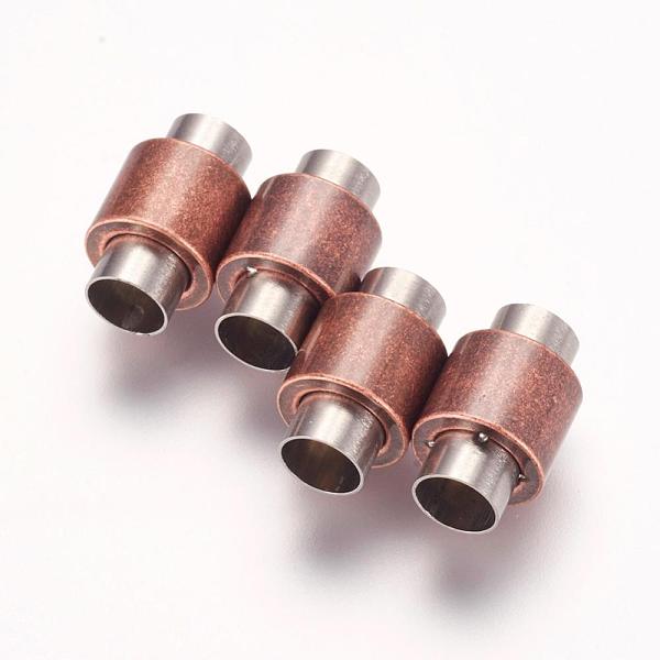 PandaHall 304 Stainless Steel Magnetic Clasps with Glue-in Ends, Column, Brushed Red Copper, 16x10mm, Hole: 6mm 304 Stainless Steel Column
PandaHall 304 Stainless Steel Magnetic Clasps with Glue-in Ends, Column, Brushed Red Copper, 16x10mm, Hole: 6mm 304 Stainless Steel Column