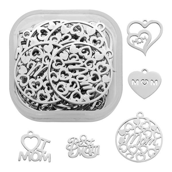 PandaHall 30Pcs 5 Style Mother's Day Theme, 304 Stainless Steel Pendants, Phrase Best Mom & Heart & Word & Flat Round, Stainless Steel Color...
PandaHall 30Pcs 5 Style Mother's Day Theme, 304 Stainless Steel Pendants, Phrase Best Mom & Heart & Word & Flat Round, Stainless Steel Color...