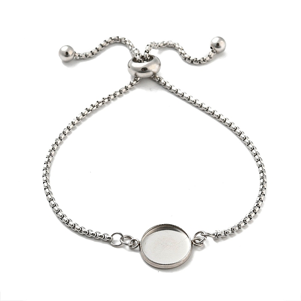 PandaHall 304 Stainless Steel Round Cabochon Setting Bracelets, Box Chain Adjustable Slider Bracelets Making, Stainless Steel Color, Tray...
PandaHall 304 Stainless Steel Round Cabochon Setting Bracelets, Box Chain Adjustable Slider Bracelets Making, Stainless Steel Color, Tray...