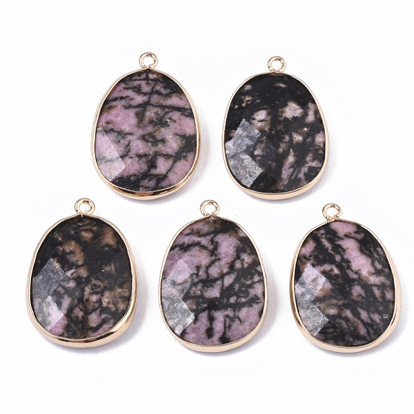 PandaHall Natural Rhodonite Pendants, with Golden Plated Edge Brass Findings, Nickel Free, Faceted, Oval, 25~26x17~18x5mm, Hole: 1.4mm...
PandaHall Natural Rhodonite Pendants, with Golden Plated Edge Brass Findings, Nickel Free, Faceted, Oval, 25~26x17~18x5mm, Hole: 1.4mm...