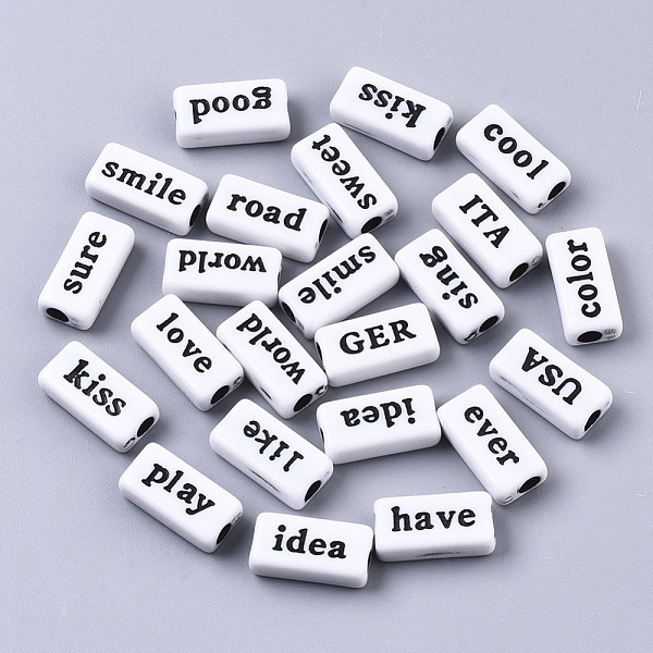 PandaHall Opaque Acrylic Beads, with Enamel, Rectangle with Words, Black, White, 15x7.5x5mm, Hole: 3mm Acrylic Rectangle White
PandaHall Opaque Acrylic Beads, with Enamel, Rectangle with Words, Black, White, 15x7.5x5mm, Hole: 3mm Acrylic Rectangle White