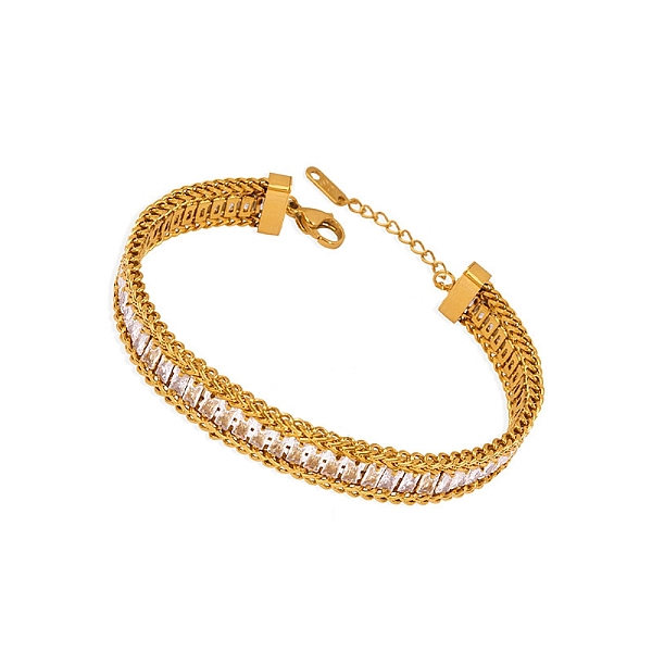 PandaHall Cubic Zirconia Tennis Bracelet, 304 Stainless Steel Link Chain Bracelet, Golden, 7-1/2 inch(19cm), Wide: 10mm Cubic Zirconia Clear
PandaHall Cubic Zirconia Tennis Bracelet, 304 Stainless Steel Link Chain Bracelet, Golden, 7-1/2 inch(19cm), Wide: 10mm Cubic Zirconia Clear