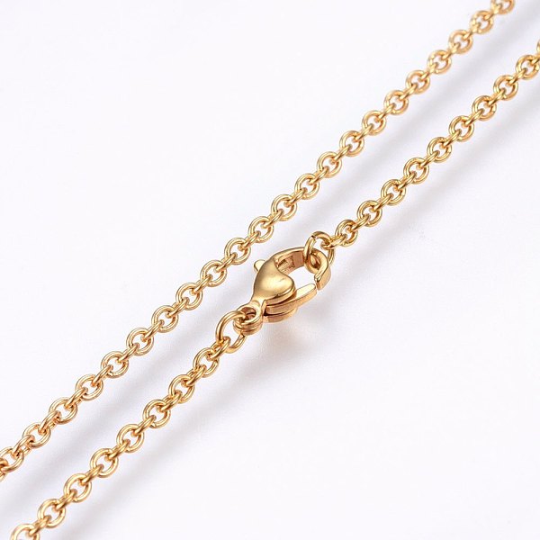 PandaHall 304 Stainless Steel Cable Chains Necklaces, with Lobster Claw Clasps, Golden, 19.69 inch(50cm), 2.4x0.6mm 304 Stainless Steel
PandaHall 304 Stainless Steel Cable Chains Necklaces, with Lobster Claw Clasps, Golden, 19.69 inch(50cm), 2.4x0.6mm 304 Stainless Steel