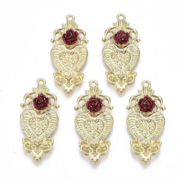 PandaHall Rack Plating Alloy Pendants, with ABS Plastic, Cadmium Free & Lead Free, Heart with Rose Flower, Light Gold, 34x15x4.5mm, Hole..., Red
PandaHall Rack Plating Alloy Pendants, with ABS Plastic, Cadmium Free & Lead Free, Heart with Rose Flower, Light Gold, 34x15x4.5mm, Hole..., Red