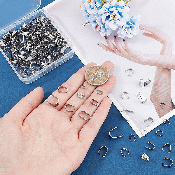 PandaHall 160 pcs 8 Sizes 304 Stainless Steel Snap On Bails Hook Pendant Clasps Pinch Clips Bail Pendants for Neckalce Jewelry DIY Craft...
PandaHall 160 pcs 8 Sizes 304 Stainless Steel Snap On Bails Hook Pendant Clasps Pinch Clips Bail Pendants for Neckalce Jewelry DIY Craft...