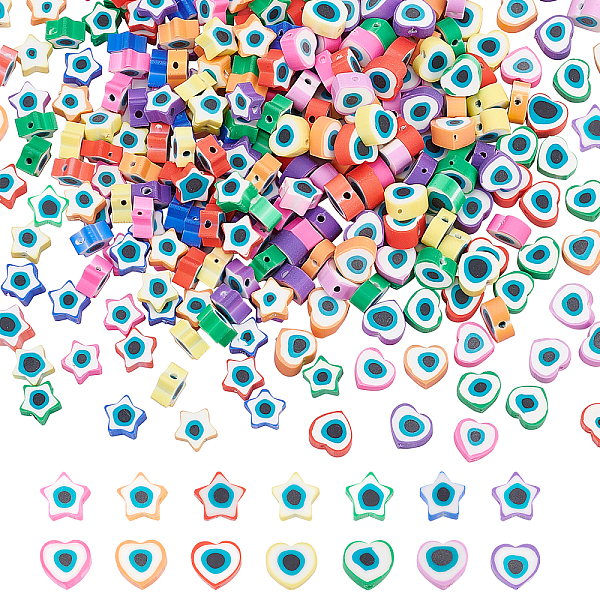 PandaHall 350Pcs 14 Style Handmade Polymer Clay Beads, Star & Herat with Evil Eye, Mixed Color, 9~9.5x8.5~9x3.5~4.5mm, Hole: 1.4mm..., Multicolor
PandaHall 350Pcs 14 Style Handmade Polymer Clay Beads, Star & Herat with Evil Eye, Mixed Color, 9~9.5x8.5~9x3.5~4.5mm, Hole: 1.4mm..., Multicolor
