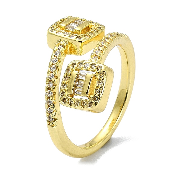 PandaHall Brass with Cubic Zirconia Open Cuff Ring, Square, Real 18K Gold Plated, Inner Diameter: 18mm Brass Square Clear
PandaHall Brass with Cubic Zirconia Open Cuff Ring, Square, Real 18K Gold Plated, Inner Diameter: 18mm Brass Square Clear