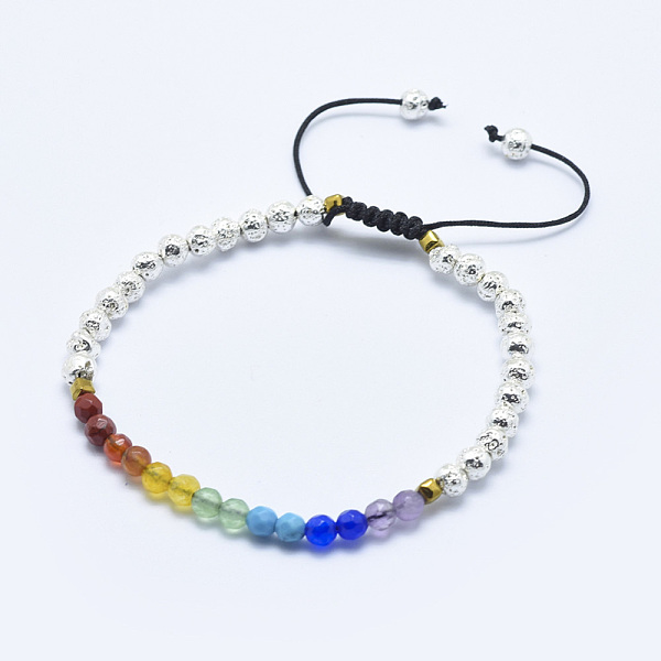 PandaHall Electroplated Natural Lava Rock Braided Bead Bracelets, with Mixed Gemstone and Nylon Cord, Faceted, Silver Color Plated, 2-1/8...
PandaHall Electroplated Natural Lava Rock Braided Bead Bracelets, with Mixed Gemstone and Nylon Cord, Faceted, Silver Color Plated, 2-1/8...