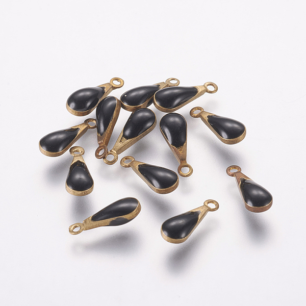 PandaHall Antique Golden Plated Brass Enamel Teardrop Charms, Enamelled Sequins, Black, 11x4x3mm, Hole: 1mm Brass+Enamel Teardrop Black
PandaHall Antique Golden Plated Brass Enamel Teardrop Charms, Enamelled Sequins, Black, 11x4x3mm, Hole: 1mm Brass+Enamel Teardrop Black