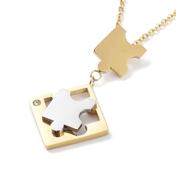PandaHall Puzzle Rhinestone Pendant Necklaces, with Ion Plating(IP) 304 Stainless Steel Cable Chains, Golden & Stainless Steel Color, 18.31...
PandaHall Puzzle Rhinestone Pendant Necklaces, with Ion Plating(IP) 304 Stainless Steel Cable Chains, Golden & Stainless Steel Color, 18.31...