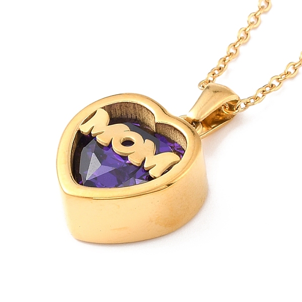 PandaHall Mom Necklace for Birthday Mother's Day Gift, Heart Cubic Zirconia Pendant Necklace, 304 Stainless Steel Necklace, Golden, Purple...
PandaHall Mom Necklace for Birthday Mother's Day Gift, Heart Cubic Zirconia Pendant Necklace, 304 Stainless Steel Necklace, Golden, Purple...