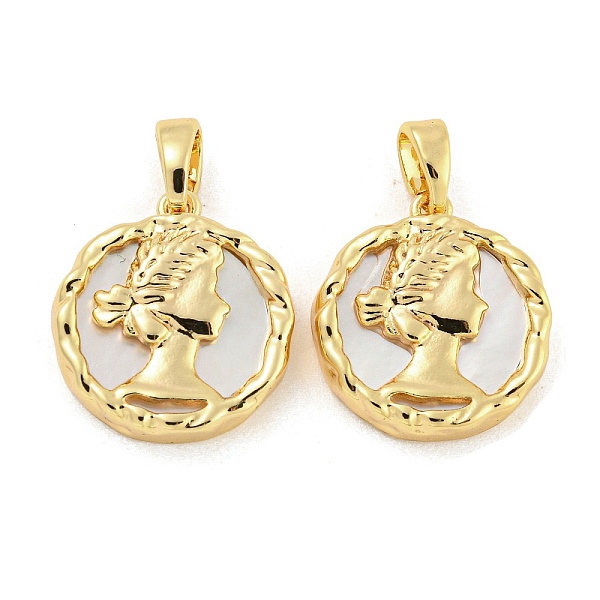PandaHall Brass Pave Shell Pendants, Flat Round with Women Charm, Real 18K Gold Plated, 16x15x3.5mm, Hole: 4.8x2.7mm Shell Flat Round
PandaHall Brass Pave Shell Pendants, Flat Round with Women Charm, Real 18K Gold Plated, 16x15x3.5mm, Hole: 4.8x2.7mm Shell Flat Round