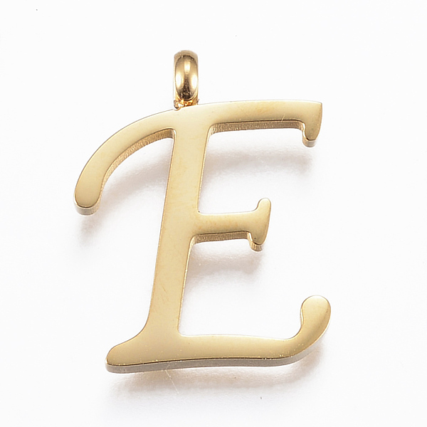 PandaHall 304 Stainless Steel Pendants, Initial Letter, Letter.E, Golden, 18x14x2mm, Hole: 2mm 304 Stainless Steel Letter E
PandaHall 304 Stainless Steel Pendants, Initial Letter, Letter.E, Golden, 18x14x2mm, Hole: 2mm 304 Stainless Steel Letter E