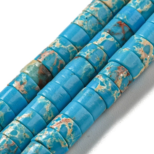 PandaHall Synthetic Imperial Jasper Dyed Beads Strands, Disc, Heishi Beads, Deep Sky Blue, 4~4.5x2~3mm, Hole: 0.7mm, about 140~141pcs/strand...
PandaHall Synthetic Imperial Jasper Dyed Beads Strands, Disc, Heishi Beads, Deep Sky Blue, 4~4.5x2~3mm, Hole: 0.7mm, about 140~141pcs/strand...