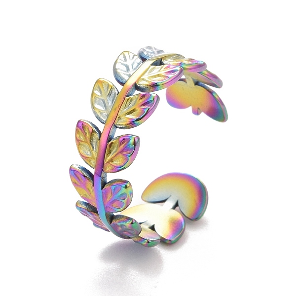 PandaHall Ion Plating(IP) Rainbow Color 304 Stainless Steel Leaf Wrap Open Cuff Ring for Women, US Size 7 3/4(17.9mm) 304 Stainless Steel
PandaHall Ion Plating(IP) Rainbow Color 304 Stainless Steel Leaf Wrap Open Cuff Ring for Women, US Size 7 3/4(17.9mm) 304 Stainless Steel