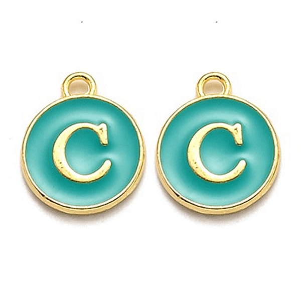 PandaHall Golden Plated Alloy Enamel Charms, Enamelled Sequins, Flat Round with Alphabet, Letter.C, Green, 14x12x2mm, Hole: 1.5mm...
PandaHall Golden Plated Alloy Enamel Charms, Enamelled Sequins, Flat Round with Alphabet, Letter.C, Green, 14x12x2mm, Hole: 1.5mm...