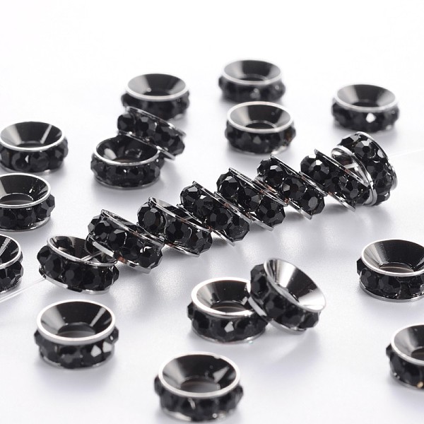 PandaHall Brass Rhinestone Spacer Beads, Grade A, Rondelle, Gunmetal, Jet, about 9mm in diameter, 4mm thick, hole: 4mm Brass+Rhinestone..., Black
PandaHall Brass Rhinestone Spacer Beads, Grade A, Rondelle, Gunmetal, Jet, about 9mm in diameter, 4mm thick, hole: 4mm Brass+Rhinestone..., Black