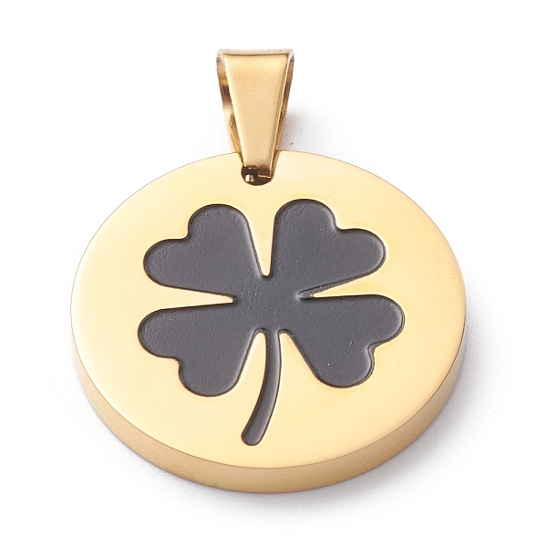 PandaHall Ion Plating(IP) 304 Stainless Steel Pendants, with Enamel, Polishing, Flat Round with Clover, Golden, 25x3mm, Hole: 7.5x5mm 304...
PandaHall Ion Plating(IP) 304 Stainless Steel Pendants, with Enamel, Polishing, Flat Round with Clover, Golden, 25x3mm, Hole: 7.5x5mm 304...