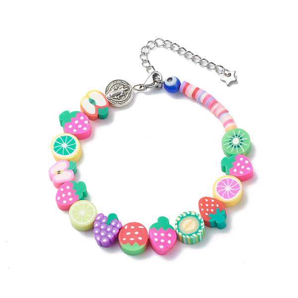 PandaHall Polymer Clay Fruit & Alloy Saint Benedict & Lampwork Evil Eye Bead Bracelet, Cute Simulation Food Jewelry for Women, Colorful...
PandaHall Polymer Clay Fruit & Alloy Saint Benedict & Lampwork Evil Eye Bead Bracelet, Cute Simulation Food Jewelry for Women, Colorful...